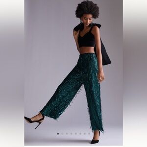 Maeve Fringed Sequined Wide-Leg Pants